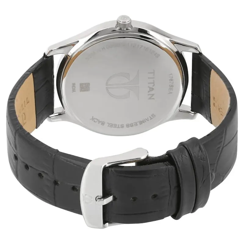 Titan Leather Strap Blue Dial Men's Watch- 1767SL03